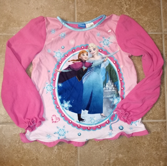 Disney Frozen Pajama Long Sleeve Top Girls Sz10/12 - Picture 1 of 3